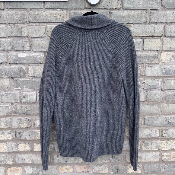 Men's J Ferrar Gray Merino Wool Blend Button-Down Cardigan Sweater, Size L - Picture 2 of 5